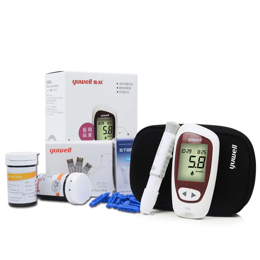 50 Strips Set mmol yuwell Глюкометр Цифровые Глюкометры с ЖК Монитором Тест Гликурия Определение Сахара в Крови Глюкометр Медицинское Оборудование - Цвет: 50 Strips Set mmol