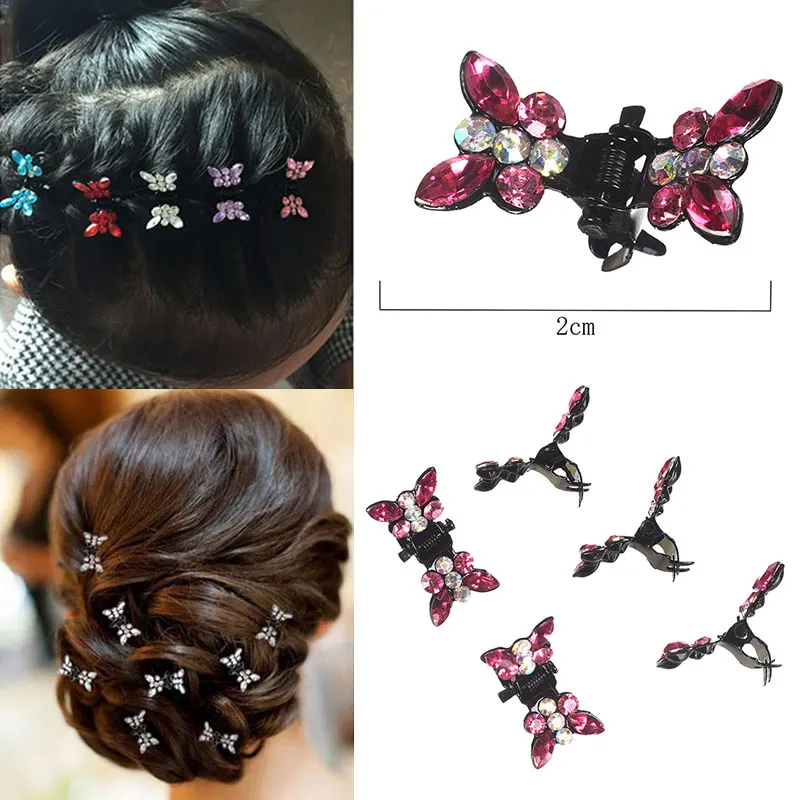 12 шт./набор девочек кристальных мини-заколок для волос, заколки-клешни, крючки для волос, аксессуары с бантом, женские украшения для волос.
