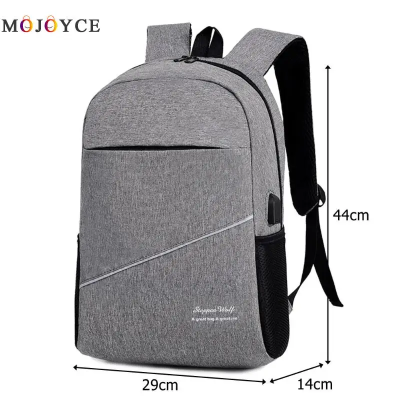 

Solid Color Male Backpack Casual Style Men School Laptop Backpack USB Knapsack Mochila Masculina