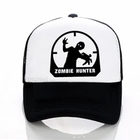 zombie hunter axe machete skull death undead walker baseball cap summer mesh hat fashion leisure snapback hat