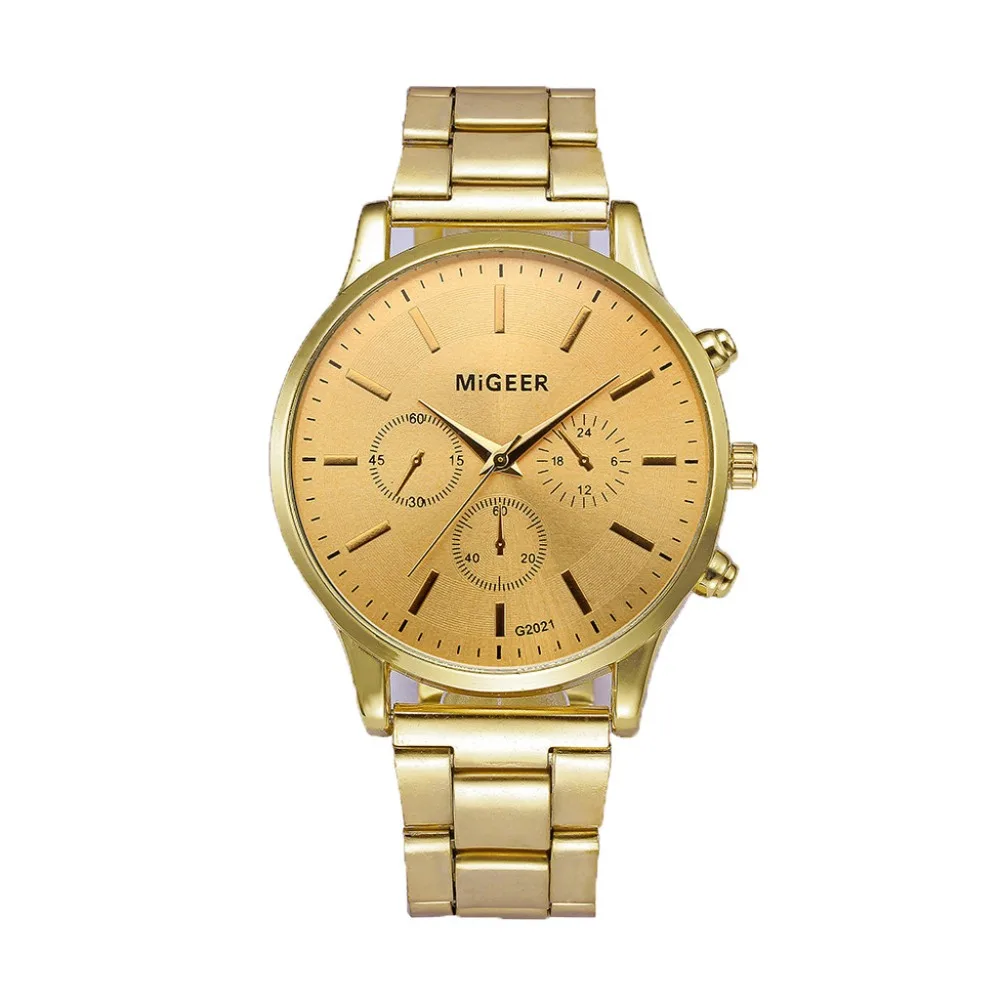 Новинка 2019 Роскошные мужские часы модные из нержавеющей стали кварцевые