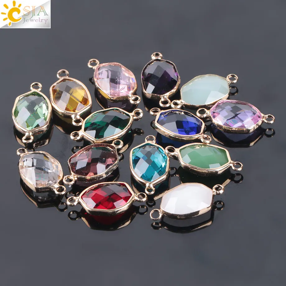 CSJA Австрийское стекло с двойными отверстиями золотого цвета фоторазъем для