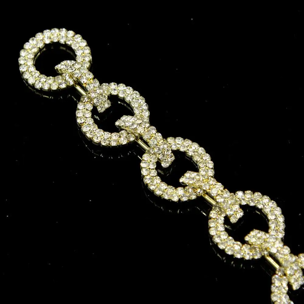 

5Yards Round Rhinestone Trim Crystal Chain DIY Appliques For Wedding Dress