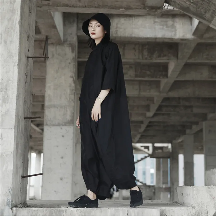 Cakucool New Safari Overalls Women Loose Japanese Black Jumpsuits Batwing Casual Jumpsuit Clothing Siamese Plus size | Женская одежда
