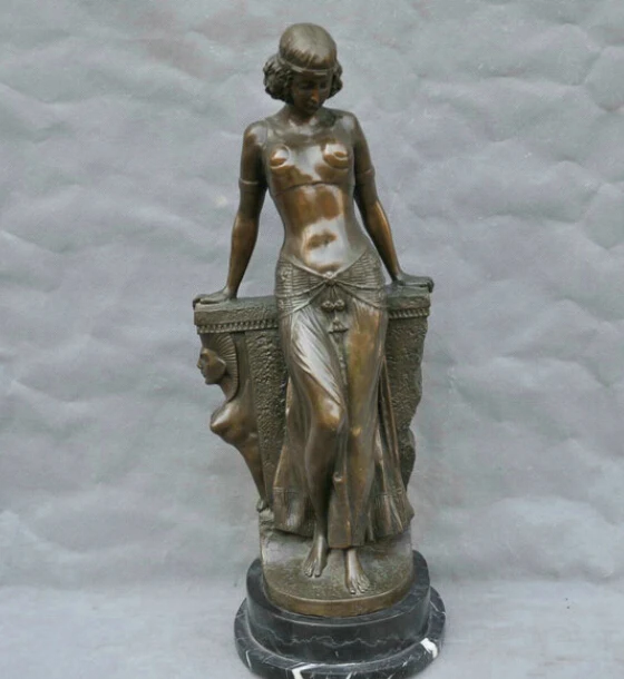 22 &quotБронзовая Древняя египетская статуя жены Фараона Клеопатра Сфинкс|statue
