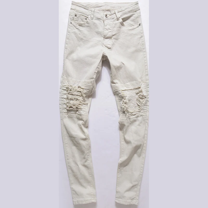 Новинка 2019 мужские джинсы в стиле хип-хоп Стрейчевые зауженные рваные байкерские