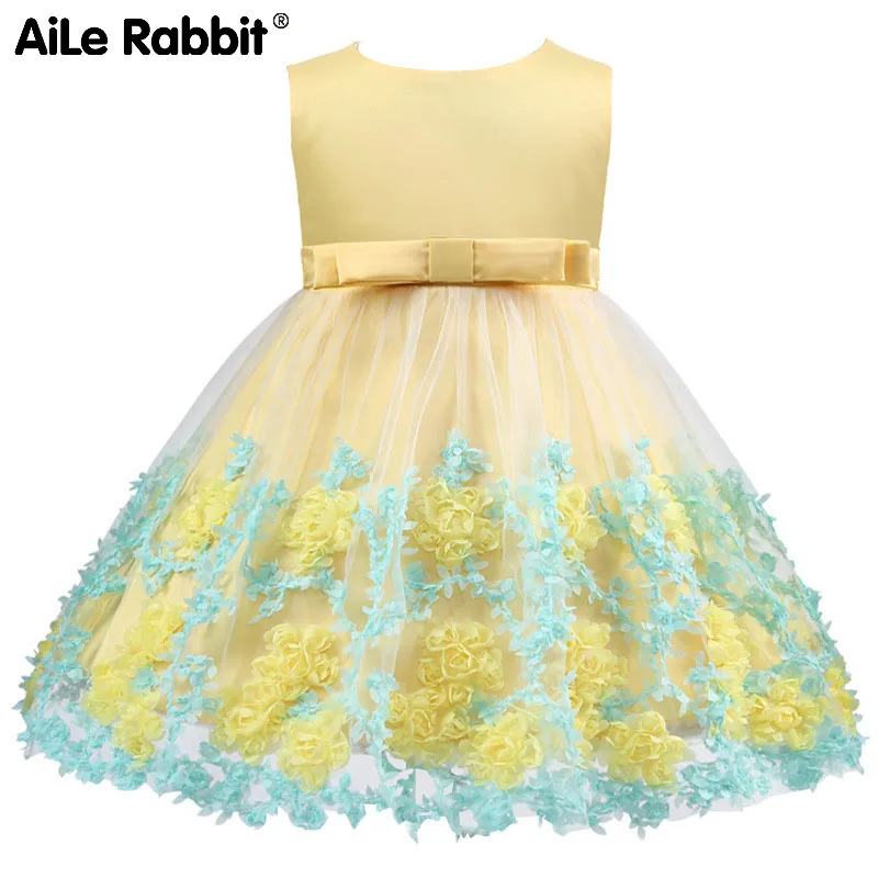 AiLe Rabbit/новое платье для девочек принцессы с бантом детская одежда детское