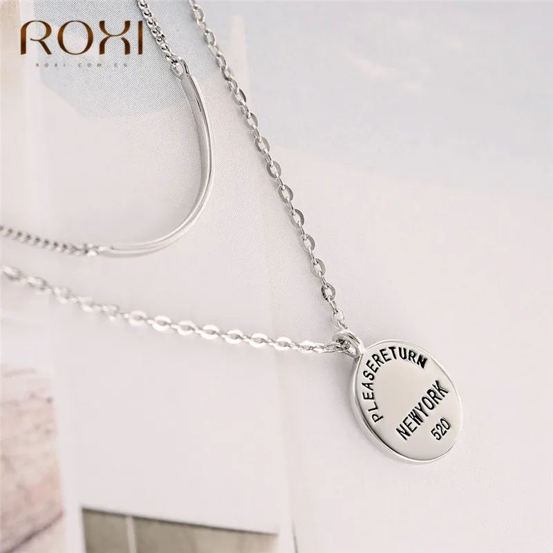 ROXI Винтаж колье с монетой Для женщин богемный многослойное колье заявление 925 пробы Серебряные ювелирные изделия Круглый Кулон Цепочки и ожерелья