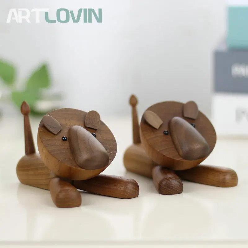 Деревянный Лев Модель подарки и игрушки домашний декор фигурки животных для