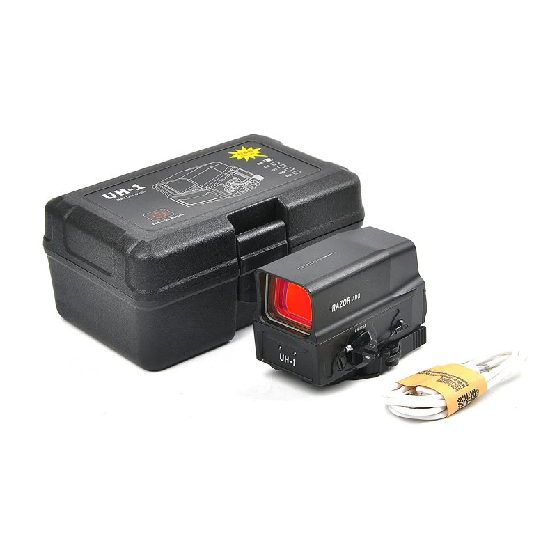 UH1 голографический красный точечный прицел с USB зарядным устройством Reflex Red Dot Sight Sniper gear ружье для страйкбола Scope - Цвет: black
