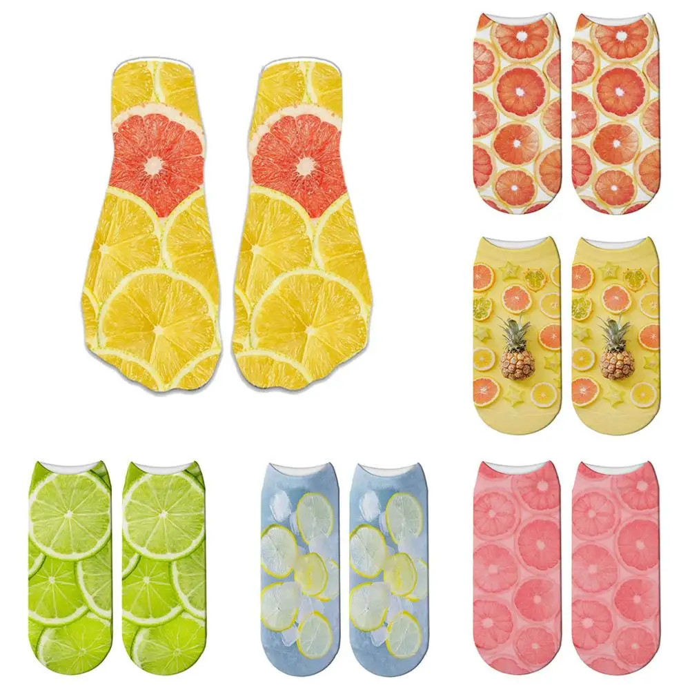 Food Lemon Pattern Hip Hop Happy Socks Short Funny Female Casual Harajuku Novelty Sock 5zws85