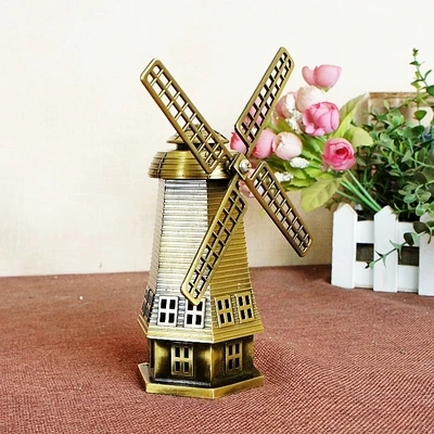 Dutch windmill Металлическая 3D мировая великая ориентир архитектура пирамиды отель парус Бурдж халифа и т. Д. Металлическая фигурка Строительная модель для домашнего декора - Цвет: Dutch windmill
