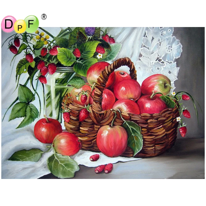 

DPF Diamond Embroidery Basket apples Diamond Painting Cross Stitch Picture Of Rhinestone full Square Diamond Mosaic decor DIY