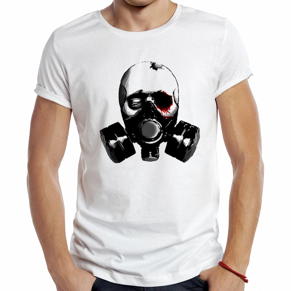 High Quality Summer T-shirt Men Punk Subaru Skull Mask Printed T Shirt Tumblr White Tee Harajuku Tshirts | Мужская одежда