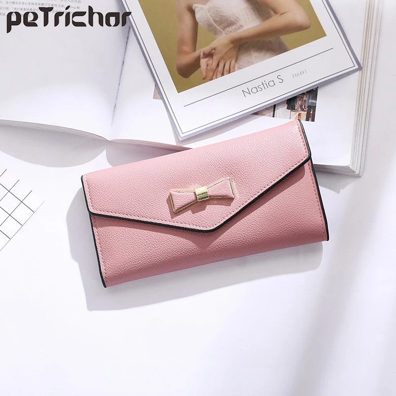 

NEW Many Departments Bow Envelope Women Long Clutch Wallet Trifold Female Wallets Card Holder Removable Carteras Ladies Purses