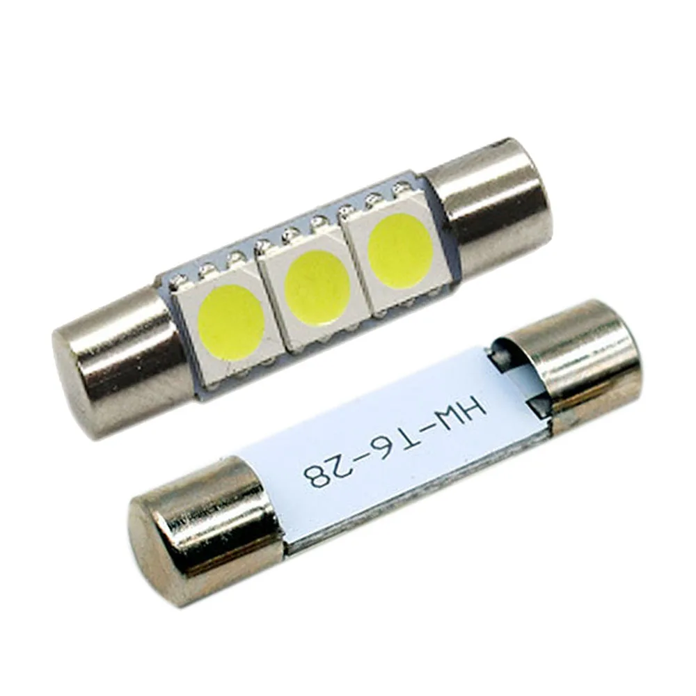 50X автомобильный Led C5W белый 28 мм 31 5050 3SMD светодиодный предохранитель