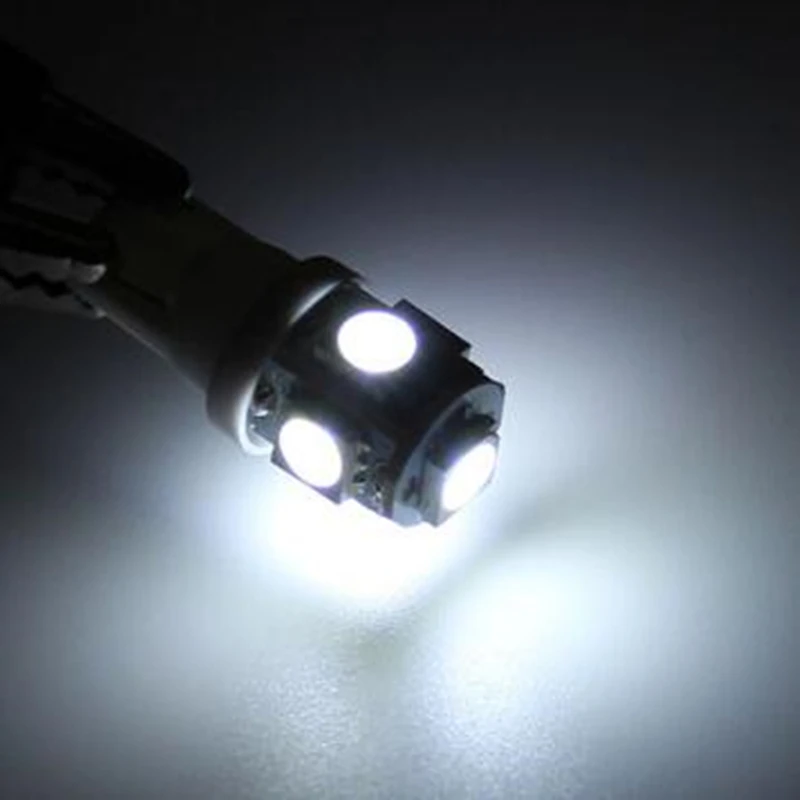 10 шт. светодиодный автомобильный DC 12v светильник T10 5050 5 SMD супер белый 194 168 w5w
