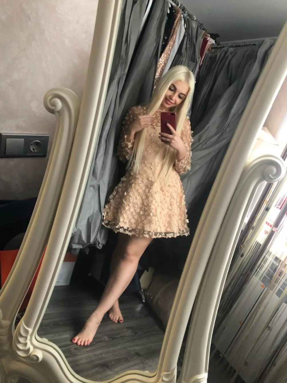 Новинка, модное, элегантное, украшенное цветами, с длинным рукавом, с круглым вырезом, сексуальное, опт, для женщин, знаменитостей, вечерние, из вискозы, мини, Бандажное платье