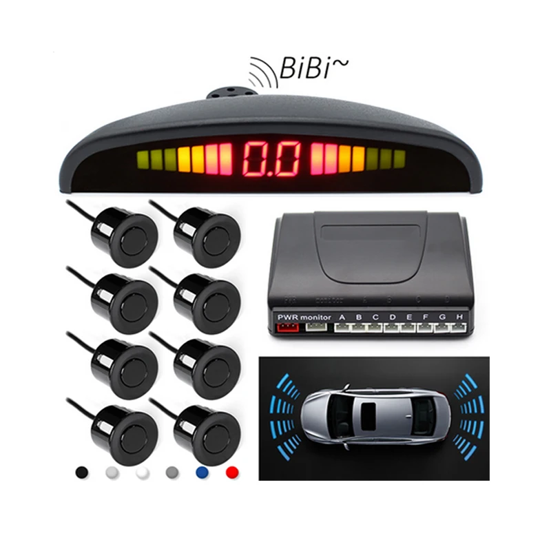 

8 Sensors 8 Rear Front View Car Parking Sensor Reverse Backup Radar Kit with LED Display Monitor car parking system Weatherproof