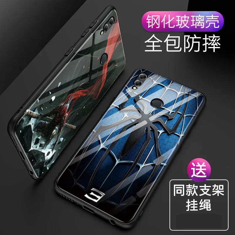Fundas Huawei honor 8X Gradient Tempered Glass Case for coque Cover case Silicone Shell |