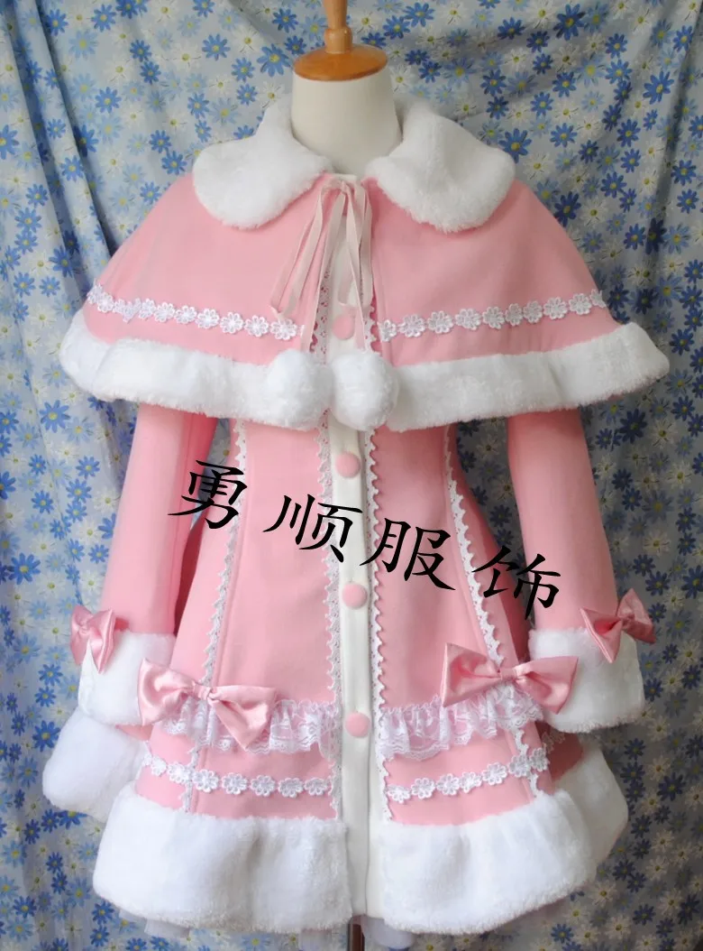 

Sweet Princess Wool Dress with Cappa Girls Winter Dress Brand Long Winter Coat