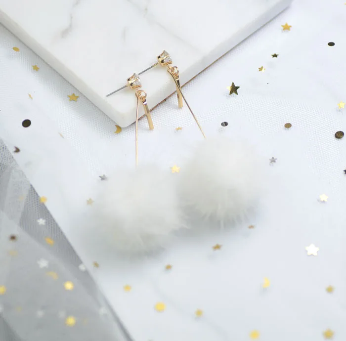 New Contracted Mink Series Female Cute Earrings Japan and South Korea Version of Sweet Temperament Stud Accessories | Украшения и