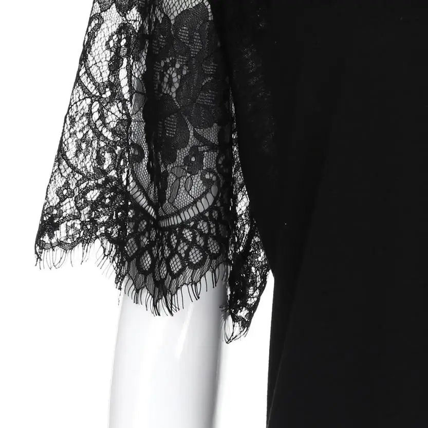 Women Perspective Sexy Lace Patchwork Striped Black Blouse Shirt Deep O Neck shortSleeve Ladies Party Top Blusa Feminina Camisas |