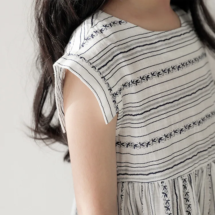 Летнее платье для девочек новинка 2020 детское в полоску принцессы хлопковые