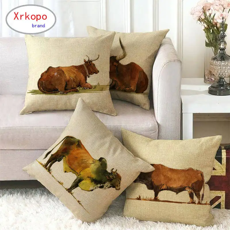 45cm*45cm simple drawing fram animals design linen/cotton throw pillow covers couch cushion cover home decor | Дом и сад