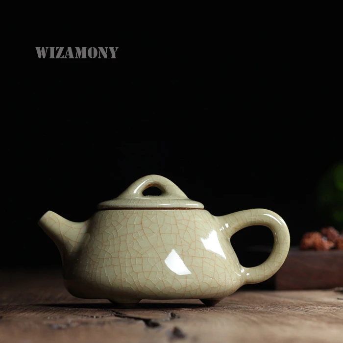 

New Hot Sale Crackle Glaze Ge Kiln Longquan Celadon Zisha Ceramics Arts Gold Wire Teapot Porcelain Yixing Clay Antique Teapot