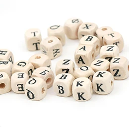 natural wood beads 100 шт./лот натуральный Алфавит квадратные деревянные бусины ручной работы DIY для одежды украшения ювелирных изделий подарочные аксессуары - Цвет: natural wood beads