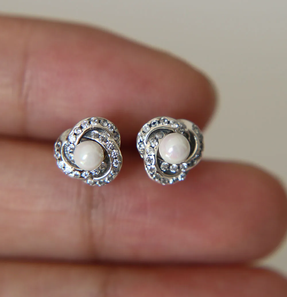 fashion 100% 925 Sterling Silver natural pearl cz studs cute girl jewelry silver earring 2017 new design | Украшения и аксессуары