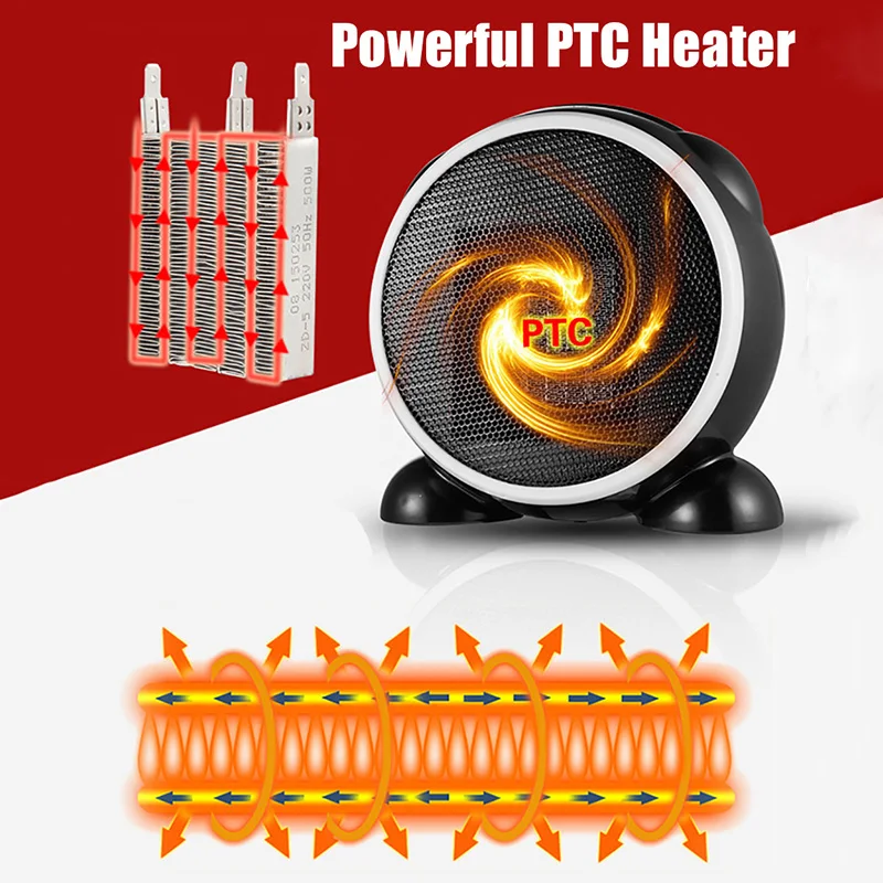 Мини-электрический настольный тепловентилятор Быстрый PTC портативный маленький