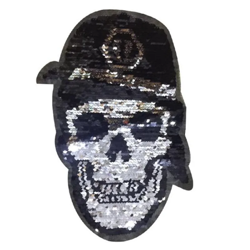 Одежда для девочек Diy patch deal with it 285 мм панк череп головы флип двухсторонние