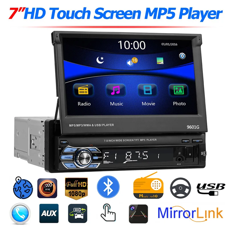 Радио Кассетный плеер 1 din 7 дюймов Bluetooth автомобильное радио MP4 MP5 видео стерео FM USB
