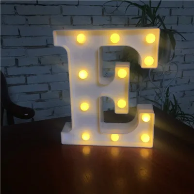 E DIY белый светодиодный ночник с буквенным принтом, креативный Английский алфавит, номер батареи, лампа для романтической свадебной вечеринки, Рождества, домашнего декора стен - Цвет: E