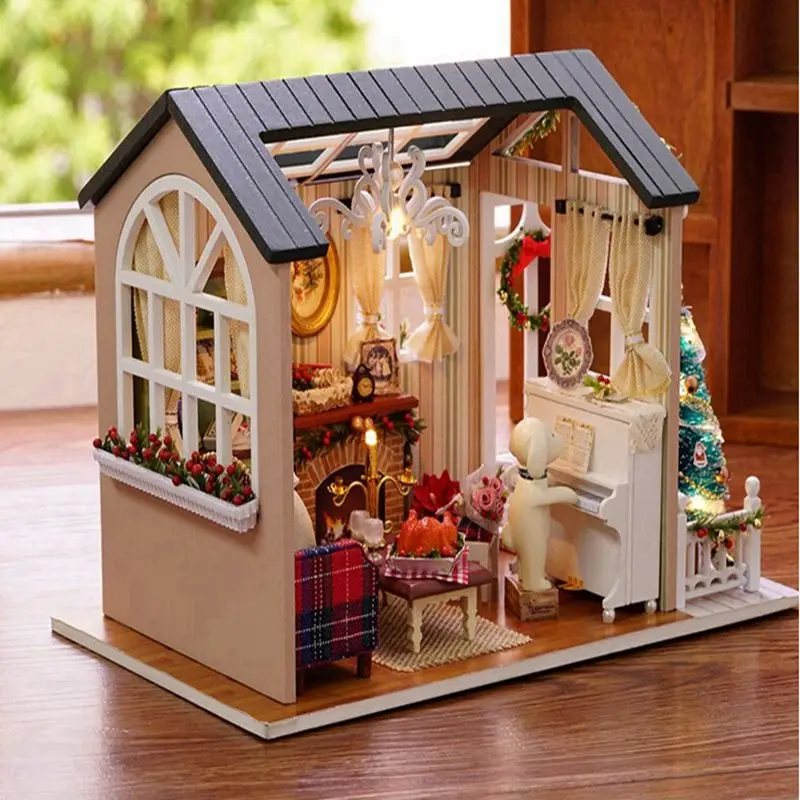 Деревянный Рождественский 3D Кукольный дом DIY Миниатюрный День благодарения