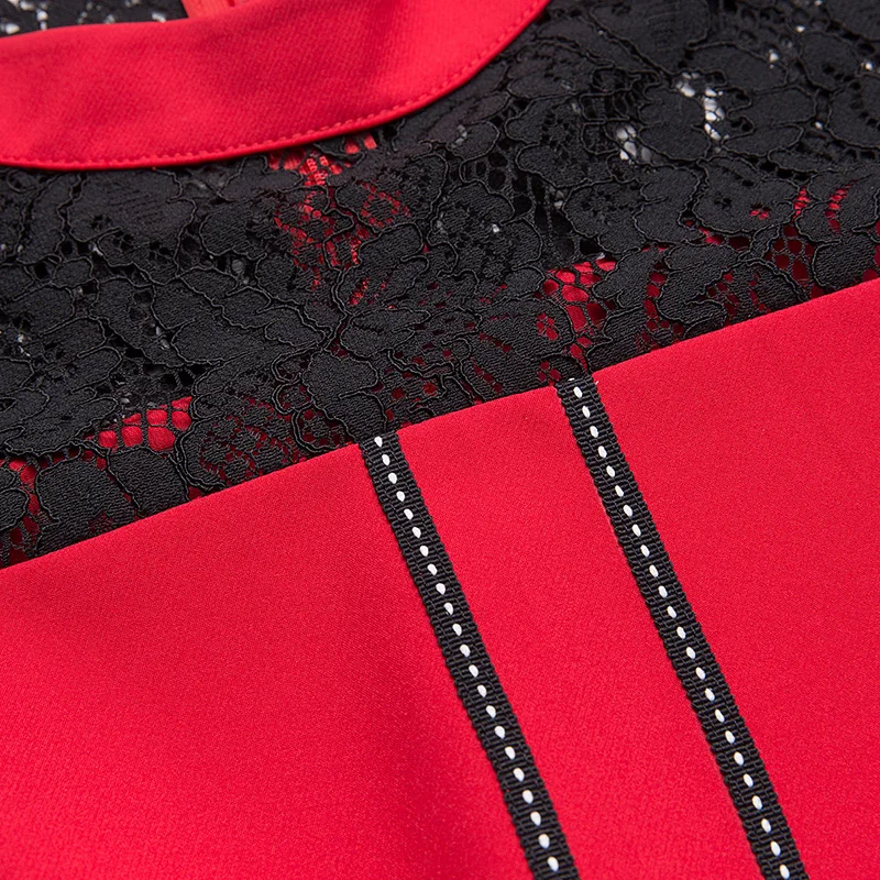 Размеры S/M/L/XL сексуальное ажурное кружевное лоскутное платье женские красные