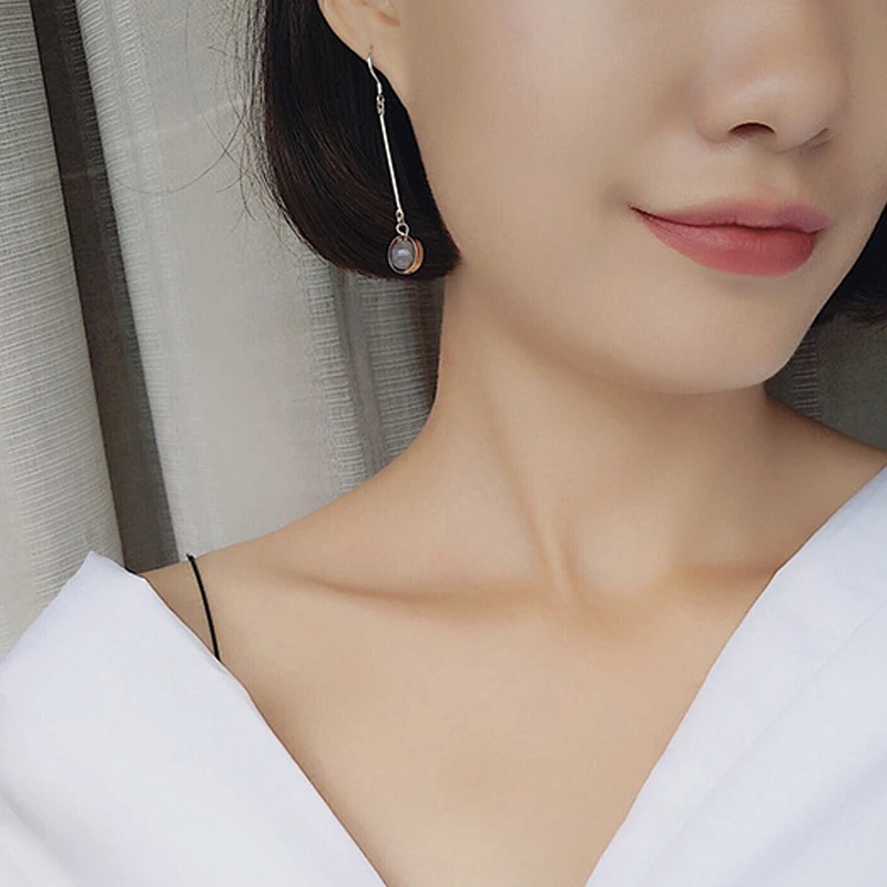SexeMara Classic Elegant Round Crystal Rhinestone Long Tassels Loop Dangle Earrings Wedding Exquisite Jewelry for Women Gift | Украшения и