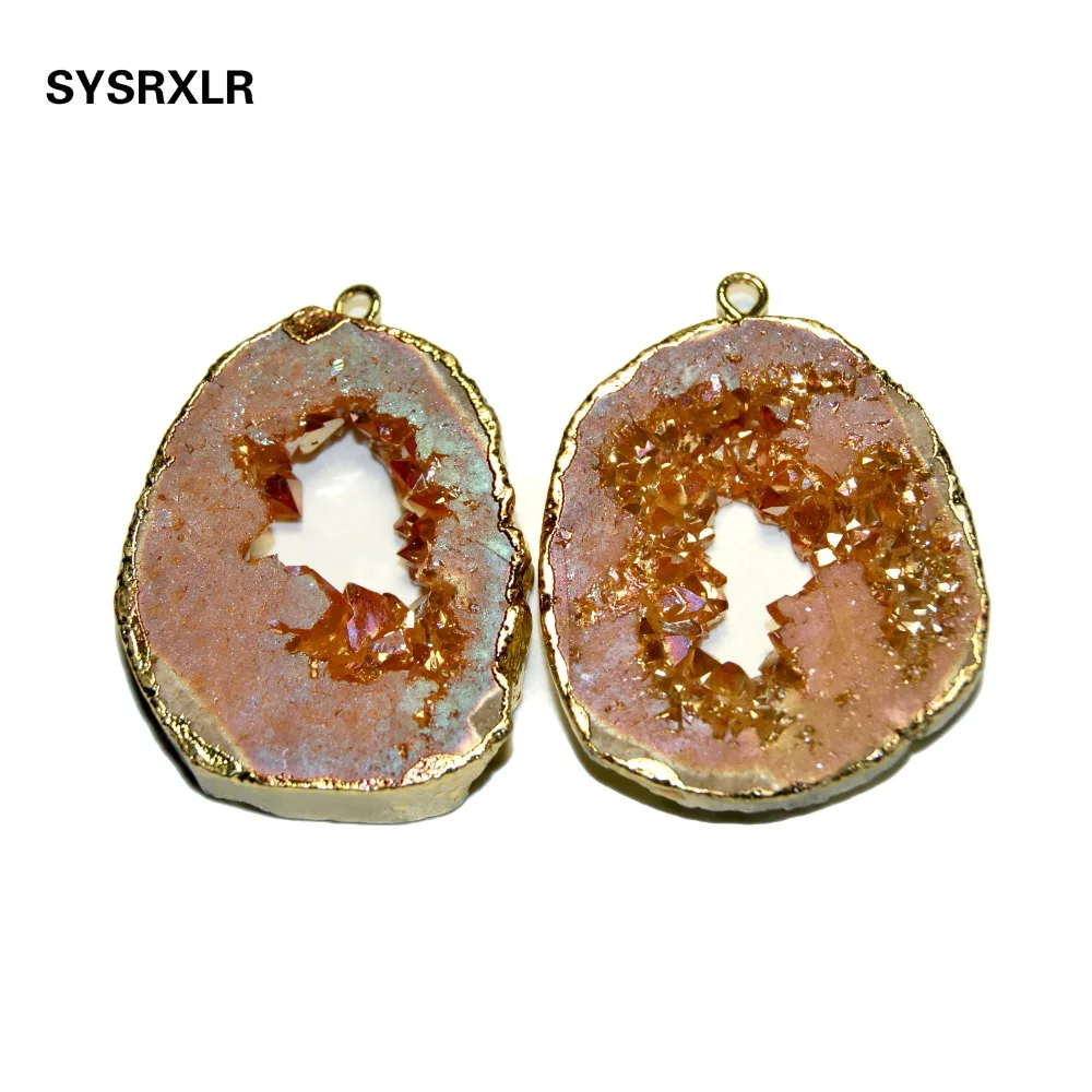 Оптовая продажа высокое качество натуральный жеод кулон уникальная форма