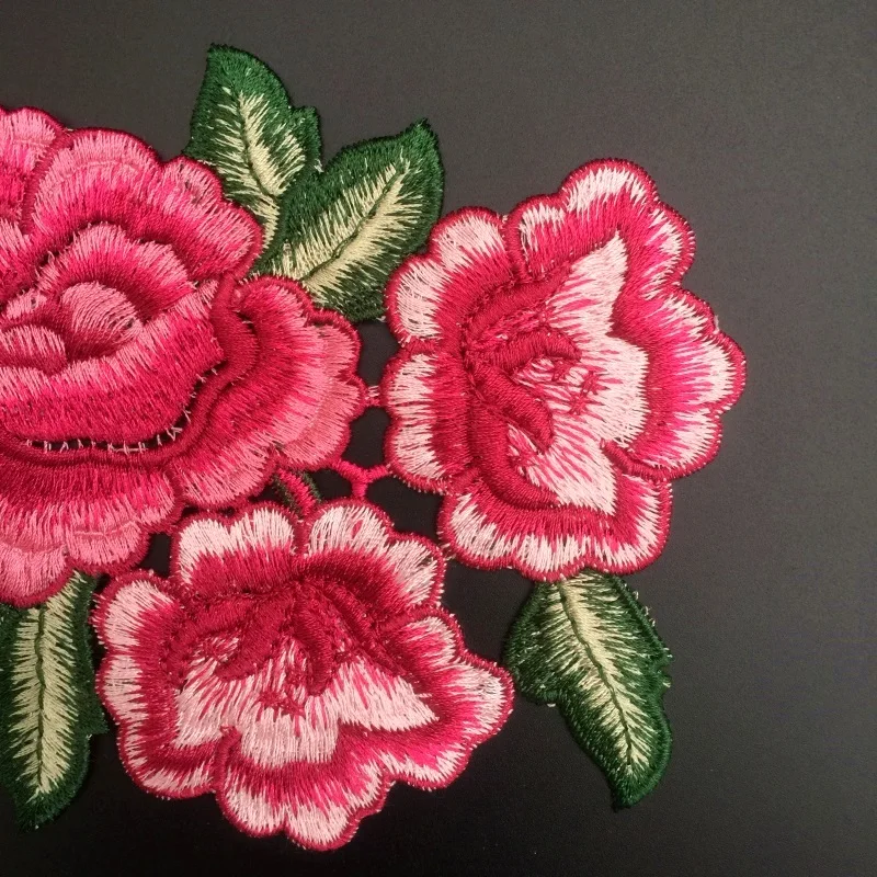 Новинка розовая нашивка цветы пиона вышитые железные нашивки для одежды платья
