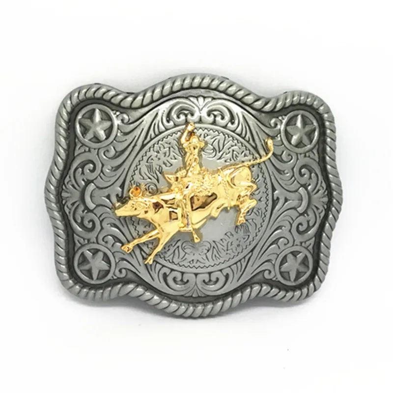 Western cowboy zinc alloy Livin'the Dream Bull Rider attitude buckle