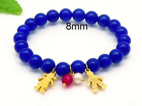 Blue 3 Модные браслеты из бисера, серебро, золото, нержавеющая сталь, для мальчиков и девочек, брелок в виде сердца, шаровой наконечник тяги, бусины, браслеты - Окраска металла: Blue 3