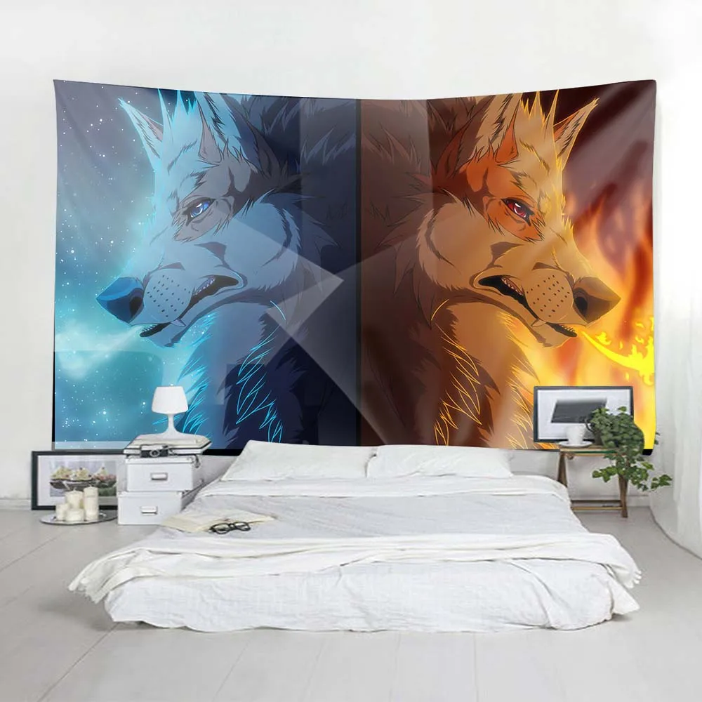 Общежитие Декор волк печатные гобелены висит стенная занавеска декоративные