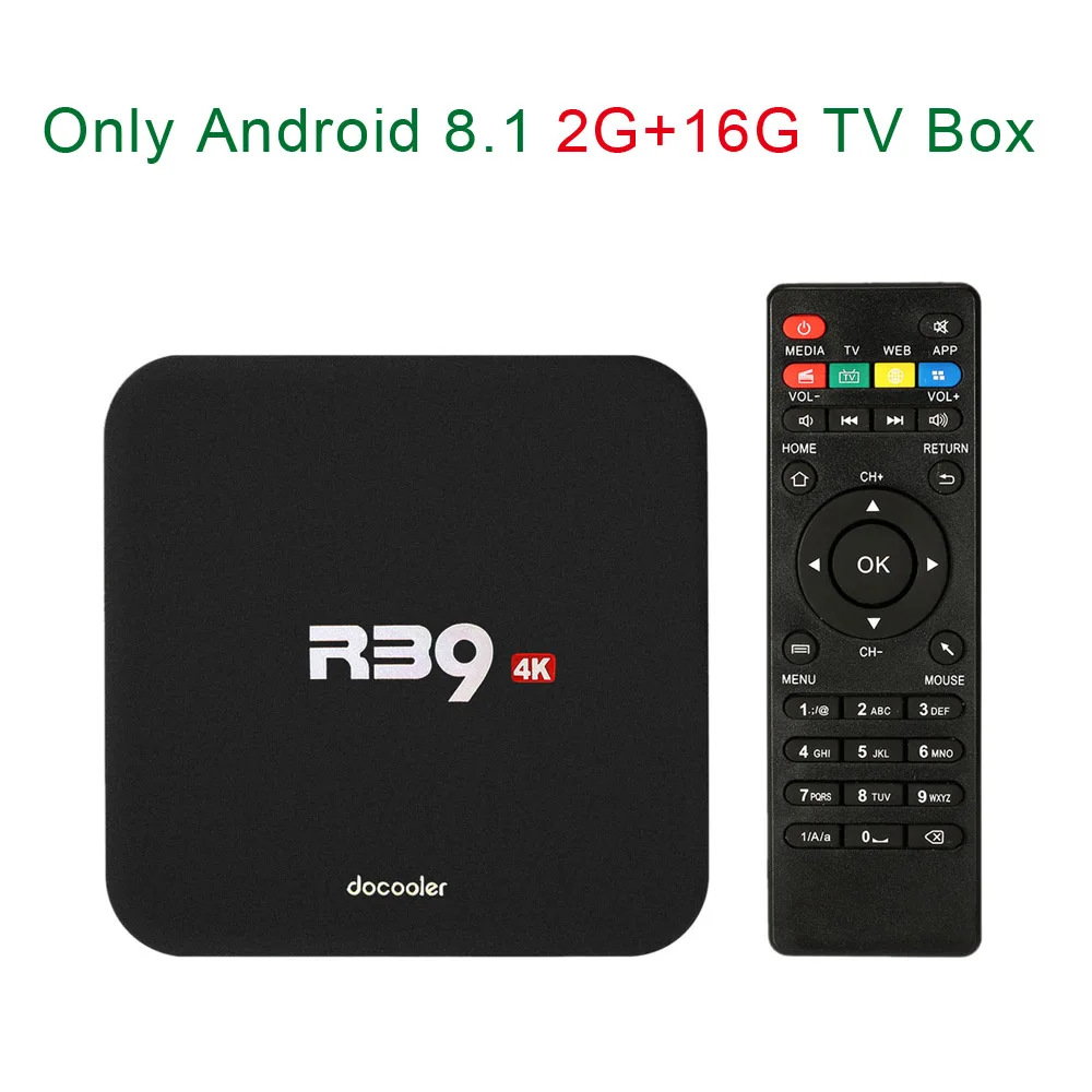 Only 2G 16G TV Box ТВ приставка Docooler R39 Android 8,1 2 Гб 16 Гб RK3229 четырехъядерный UHD 4K WiFi H.265 HD RJ45 медиаплеер для Smart tv& lcd - Цвет: Only 2G 16G TV Box