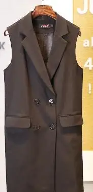 Тёмно-синий XL-9XL chalecos para mujer размера плюс женский длинный жилет с отворотами 200 фунтов Женское пальто длинный жилет coletes feminina DV85 - Цвет: Тёмно-синий