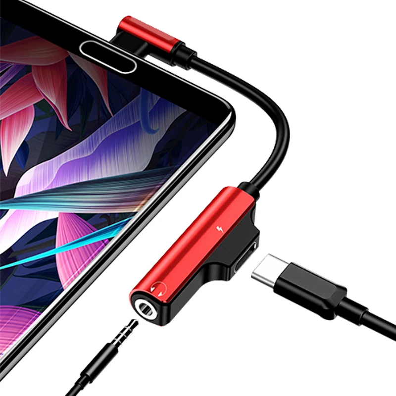 Red Oppselve адаптер usb type C на 3,5 мм разъем для Xiaomi mi 9 8 mi 9 huawei mate 20 P30 samsung S10 type-C OTG USB-C сплиттеры USBC - Цвет: Red