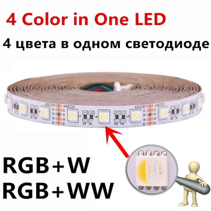 Светодиодная лента 4 в 1 RGBW 5050 12 В постоянного тока гибкая светодиодсветильник RGB +
