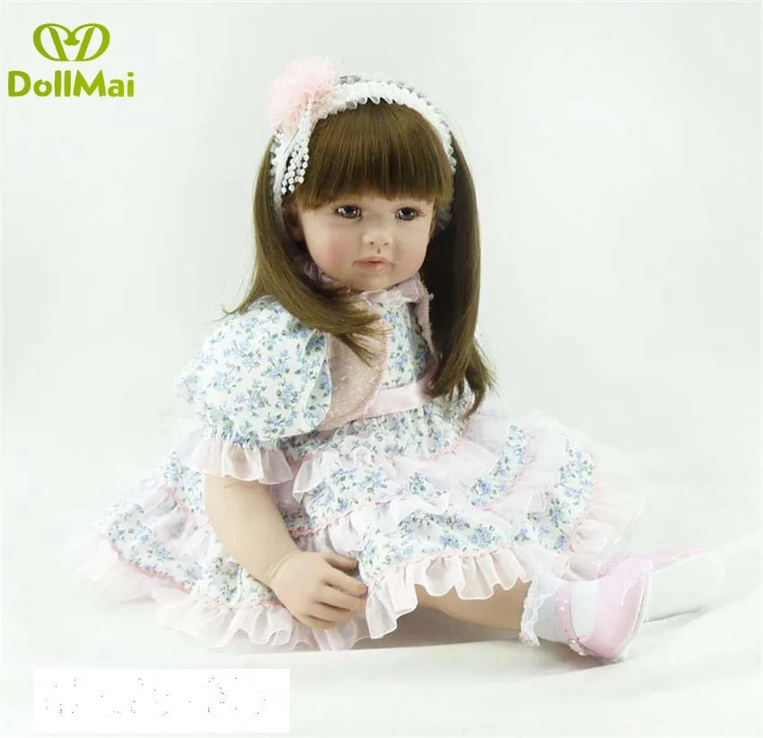 

DollMai exquisite reborn toddler princess girl bebe doll 24" 60cm silicone vinyl reborn baby dolls toys for children gift