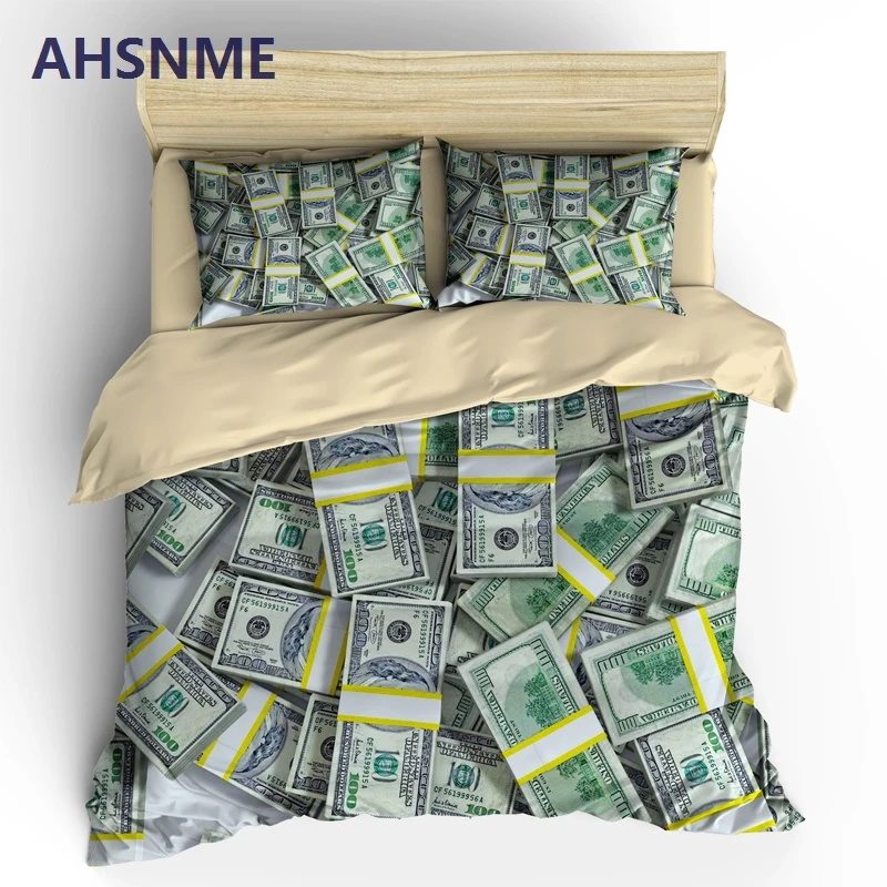 AHSNME ตกแต่ง Dollar เงินชุดเครื่องนอน High-Definition พิมพ์ผ้านวมสำหรับ RU AU EU King คู่ขนาด Market เกม de cama